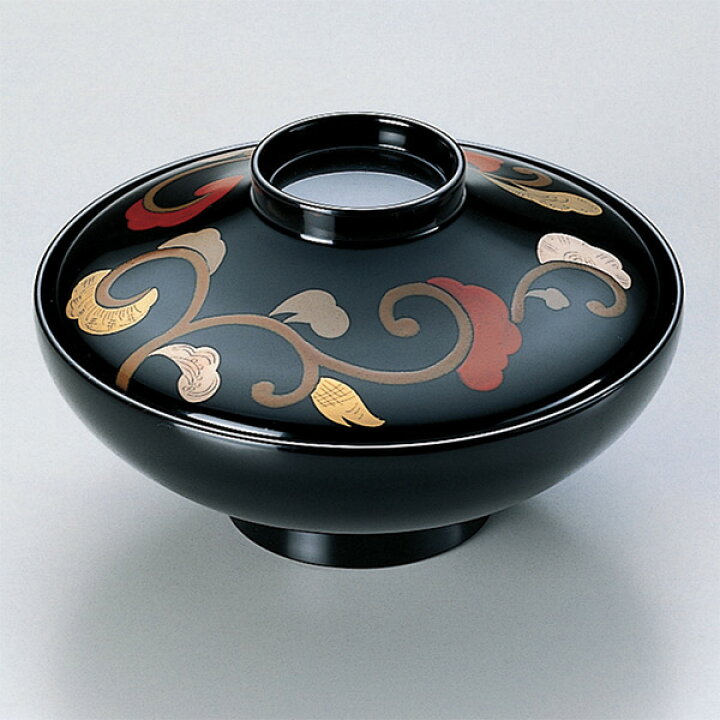 楽天市場】煮物椀 木製 平富士 色唐草 本漆塗 手書き 蒔絵 吸物椀 お椀  