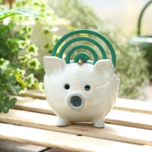 蚊取り線香ホルダー アイ・クラフト 蚊やり ( 蚊取り線香 入れ 豚 蚊取り線香立て 蚊遣り 卓上 置き型 せっ器 日本製 蚊取り線香入れ スタンド 縦型 虫よけ 虫除け 屋内 屋外 ブタ かわいい