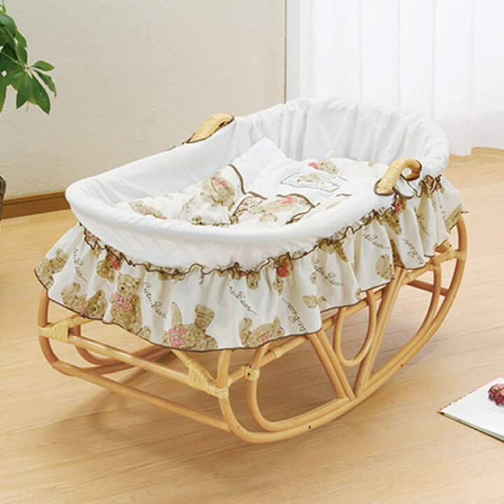 楽天市場】ヨーラン 布団セット ラタン ベビーベッド ゆりかご 籐家具  