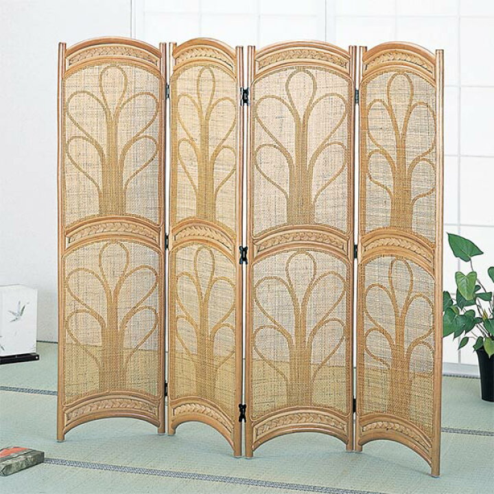楽天市場】ラタンスクリーン 4連 間仕切り 籐家具 高さ150cm （ 送料 