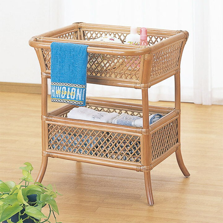 楽天市場】脱衣かご 2段 ラタン製 ランドリーバスケット 籐家具 幅56cm 