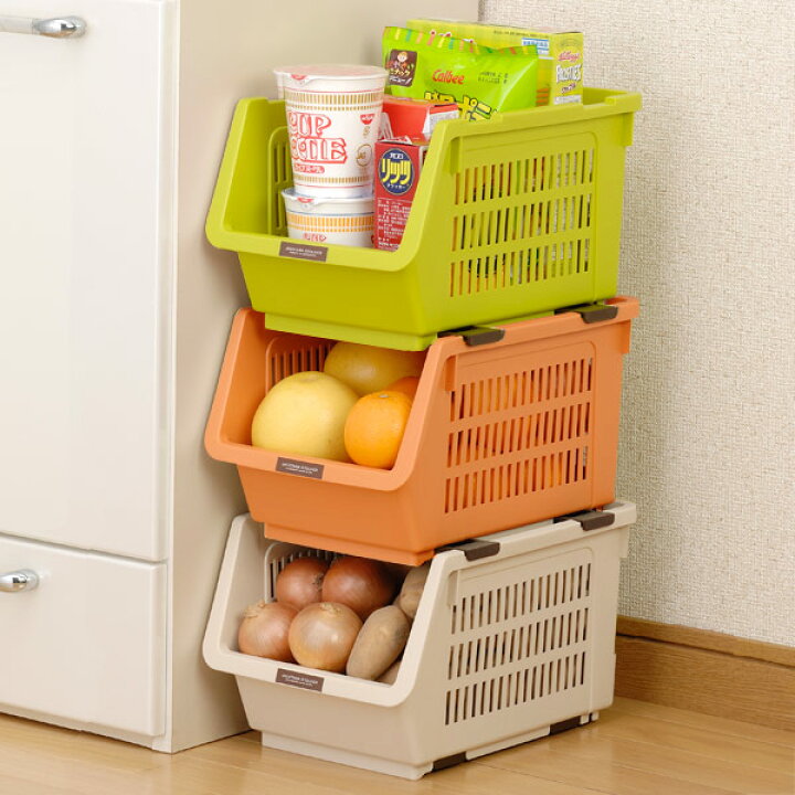 楽天市場 野菜ストッカー スリムストッカー じゃが玉ストッカー 野菜 収納 保管 キッチン やさいストッカー スタッキング 常備野菜 ストック ストッカー 収納かご 収納カゴ 保存 リビングート 楽天市場店
