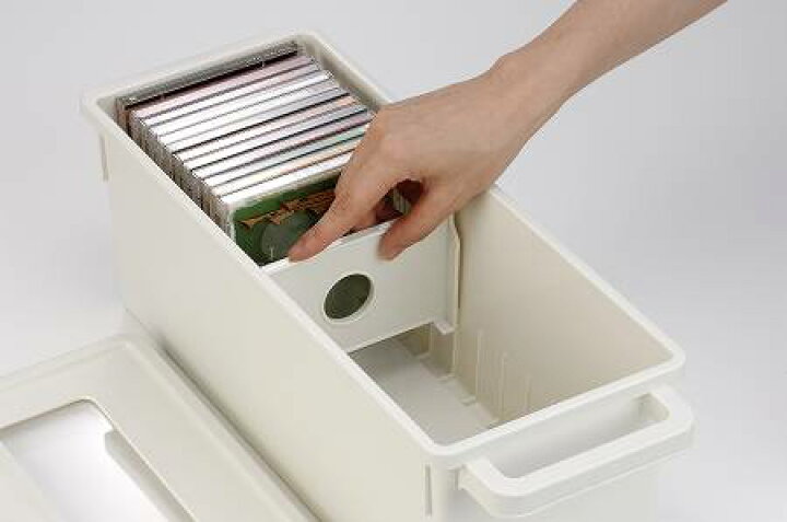 メディアコンテナ CD収納ケース ホワイト ( CD 収納 プラスチック フタ付き 積み重ね 収納ボックス ) リビングート メディアコンテナ DVD収納ケース ブラウン( フタ付き 積み重ね )