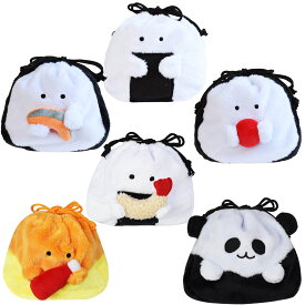 巾着 ポーチ ぎゅっとおにぎりさん 巾着ポーチ （ 巾着袋 小物入れ マチ付き 大容量 マルチポーチ 持ち歩き キャラクター ふわふわ ぬいぐるみ 小物収納 マルチケース コスメポーチ かわいい 雑貨 プレゼント 癒し ）