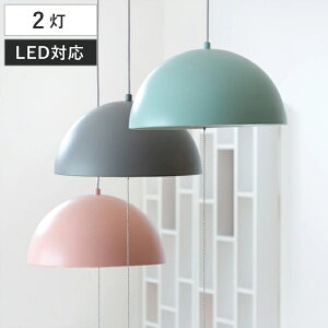 ペンダントライト 2灯 ドーム LED対応 スチール 天井照明 4.5〜6畳用 ( 照明器具 ライト ペンダント おしゃれ ペンダント照明 LED 電球 引っ掛けシーリング シェード 丸 パステルカラー )