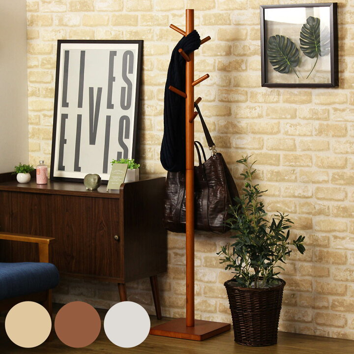 ポールハンガー 木製 ハンガーラック （ コートハンガー 収納 スリム 天然木 ハンガーポール 洋服掛け コート掛け 木 おしゃれ コンパクト 北欧  玄関 ポールスタンド バッグ 帽子 掛け 玄関収納 リビング 省スペース ） | リビングート　楽天市場店 コートハンガー 木製ハンガー コートスタンド 天然木 ハンガーラック コート掛け