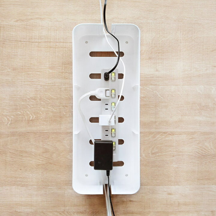 楽天市場 ケーブルボックス コード ケーブル 収納 6口対応 コードボックス コード収納 ケーブル収納 コードケース ボックス 電源 コンセント 延長コード 整理 電源タップ フタ付き 収納ボックス リビングート 楽天市場店