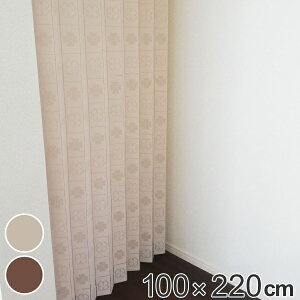 間仕切り カーテン 100×220cm パタッとたためるカーテン 2WAY ( 目隠し のれん 暖簾 仕切り つっぱり式 カーテンレール 断熱 洗える 取り付け 簡単 省エネ アコーディオン フリーカット コンパ