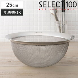 SELECT100 ザル 25cm ステンレス製 （ セレクト100 ざる 水切りザル ストレーナー 食洗機対応 25センチ ステンレスザル 湯切り 水切りざる 粉ふるい 下ごしらえ 調理用品 ）