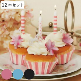 キャンドル パーティーキャンドル パーティースティックキャンドル （ ローソク ろうそく 蝋燭 ケーキ用 ケーキキャンドル シンプル 可愛い かわいい ボーダー ドット ピンク ブルー 青 黒 飾り付け 飾り ）