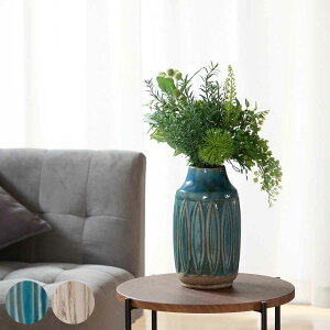 花瓶 セラミックベース 直径11×高さ23cm ( フラワーベース 花びん 花器 セラミック ポット 陶磁器 花入れ 生花 切り花 卓上 置き物 おしゃれ アンティーク オブジェ 花 飾る 模様 )