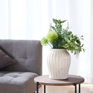 花瓶 セラミックベース 直径16.5×高さ20cm ( 送料無料 フラワーベース 花びん 花器 花生け ベース セラミック 陶磁器 壺 花 花入れ 生花 花束 切花 ドライフラワー グリーン 壺型 インテリア