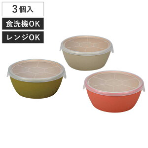 ボウル earth color ラップフリーボウル 3個入 ( BPAフリー 日本製 抗菌 電子レンジ対応 食洗機対応 ふた付き 保存容器 おしゃれ かわいい 軽い 割れにくい つくり置き 抗菌加工 アースカラー 木