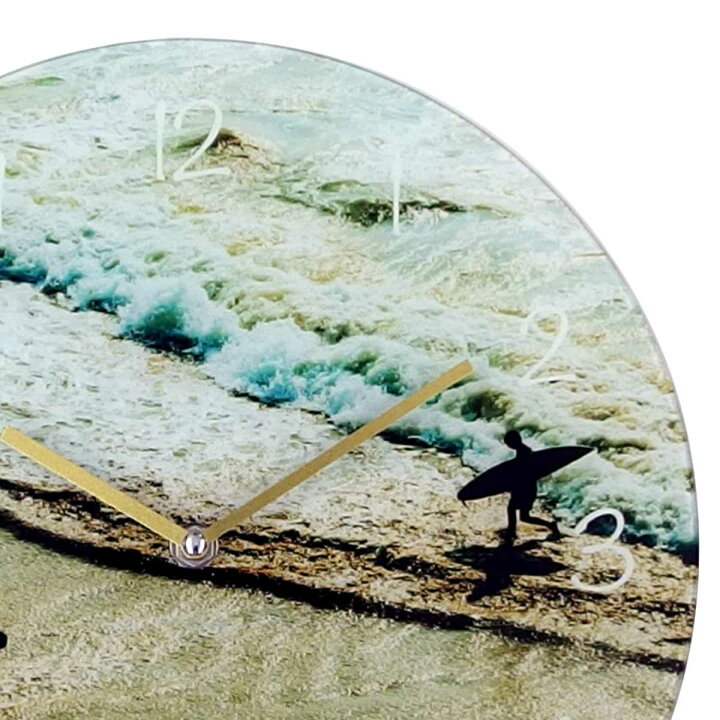 楽天市場】掛け時計 ガラスウォールクロック ビーチC 直径30cm 電池式  