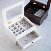 ジュエリーボックス 2段 ノーム Ｓ アンティーク 木製 アクセサリーケース （ 送料無料 アクセサリーボックス アクセサリー収納 ジュエリー入れ 仕切り 引き出し マグネットふた おしゃれ ）