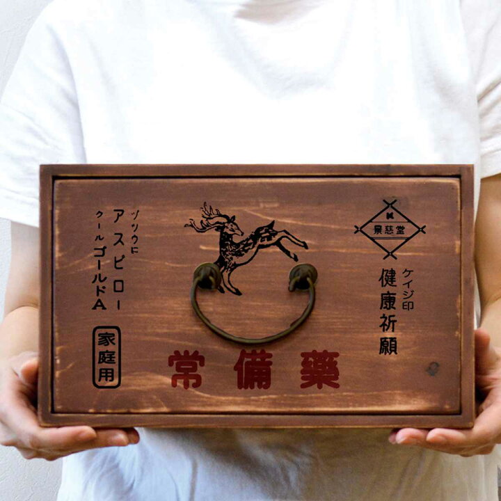 楽天市場】レトロ薬箱 シカ 木製 （ 薬箱 くすり箱 薬入れ 収納ケース 