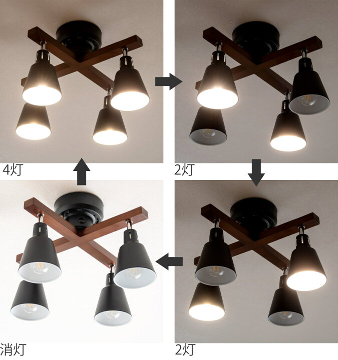 楽天市場】シーリングライト インダストリアル 4灯 E26 60W リモコン  