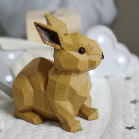 オブジェ スオーラマネーバンク ウサギ 貯金箱 （ マネーボックス コイン マネーバンク 500円玉 貯まる コイン入れ コインバンク 貯金 小銭 北欧 木彫り調 アニマル 動物 置物 ゴム栓付き 硬貨 グッズ おしゃれ かわいい ）