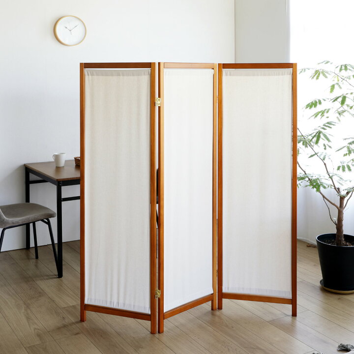 楽天市場】衝立 3連 高さ150cm 帆布 和風 天然木 完成品  
