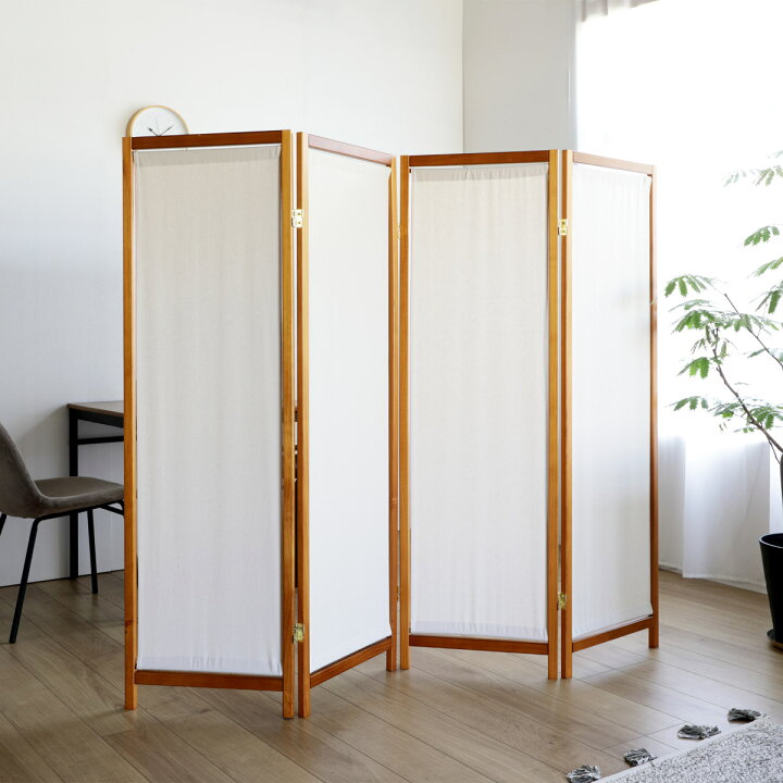 楽天市場】衝立 4連 高さ150cm 帆布 和風 天然木 完成品 