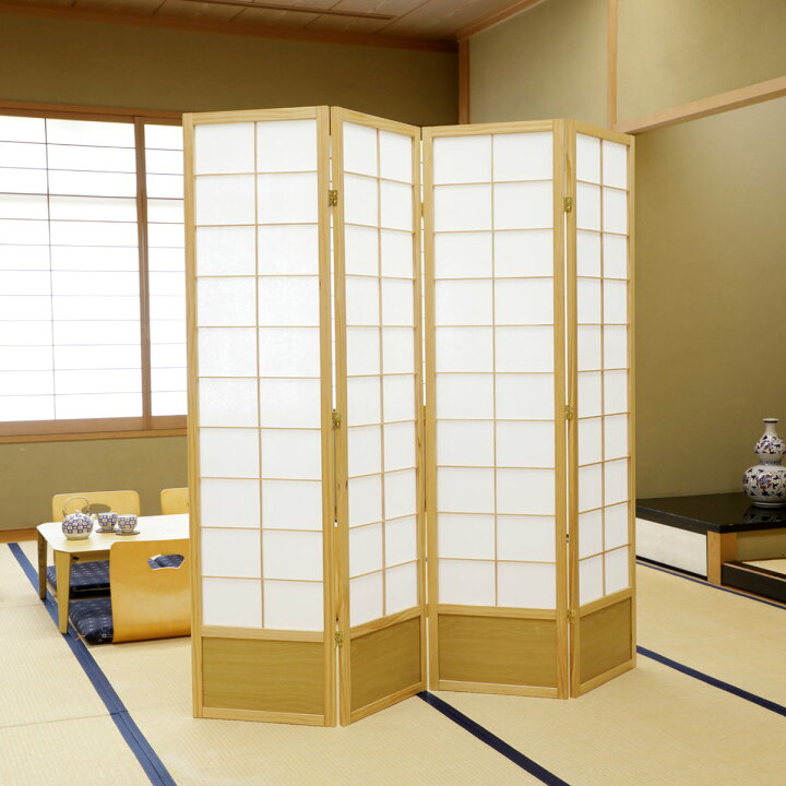 楽天市場】和風衝立 4連 折りたたみ 高さ180cm 天然木 完成品 不織布 
