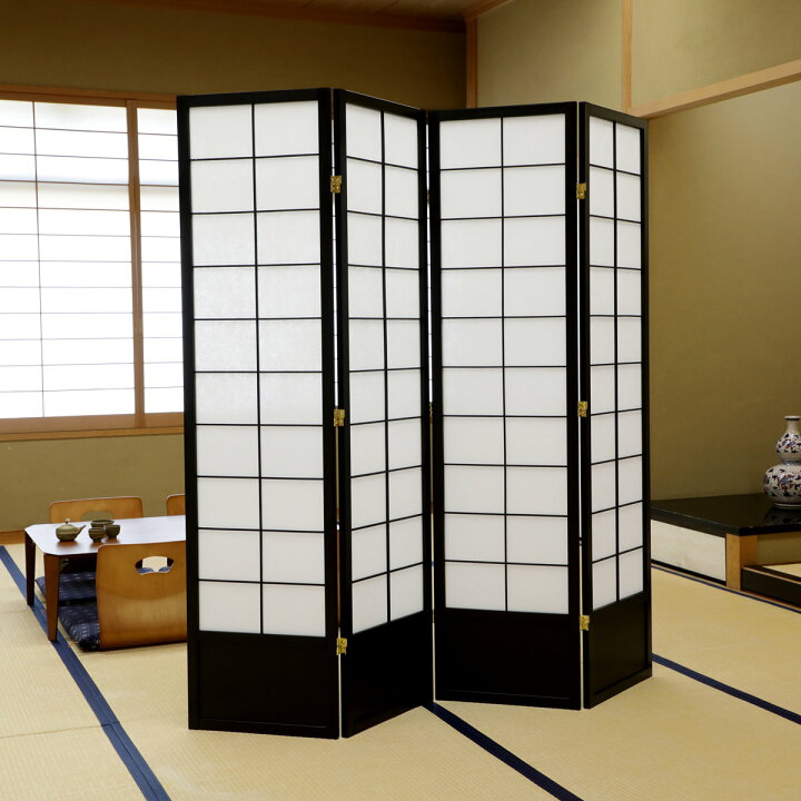 楽天市場】和風衝立 4連 折りたたみ 高さ180cm 天然木 完成品 不織布 