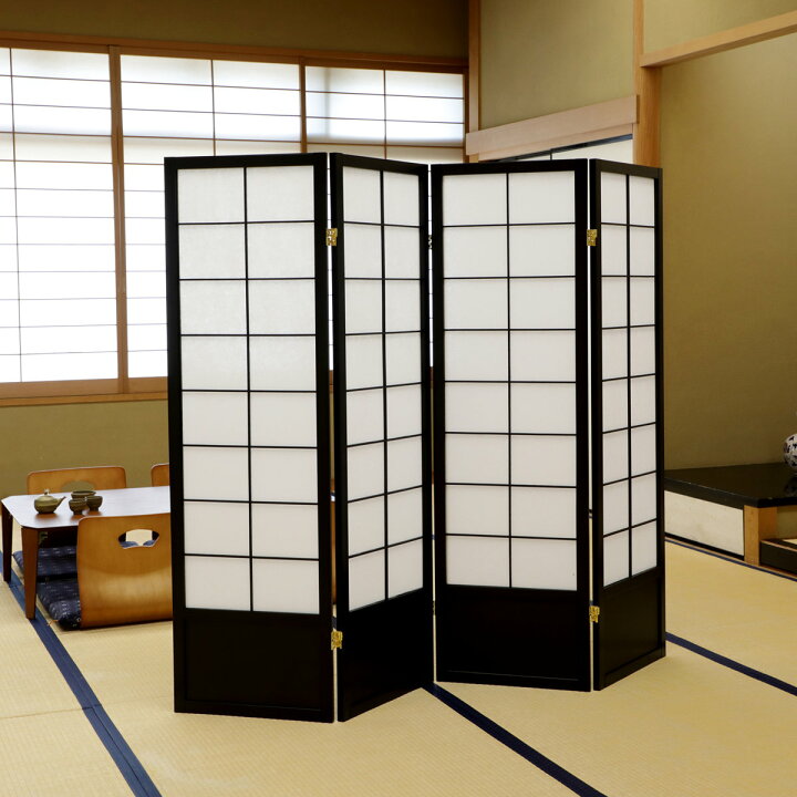 楽天市場】和風衝立 4連 折りたたみ 高さ150cm 天然木 完成品 不織布 