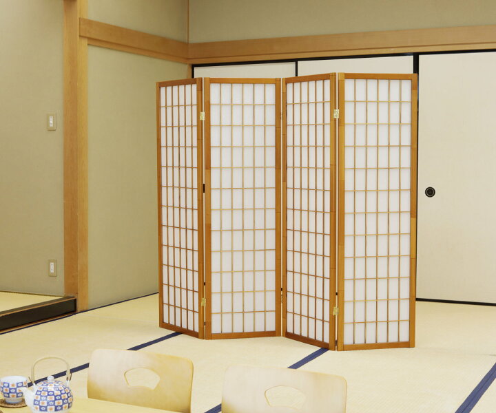 楽天市場】衝立 4連 高さ150cm 折りたたみ 天然木 杉 完成品 和風 