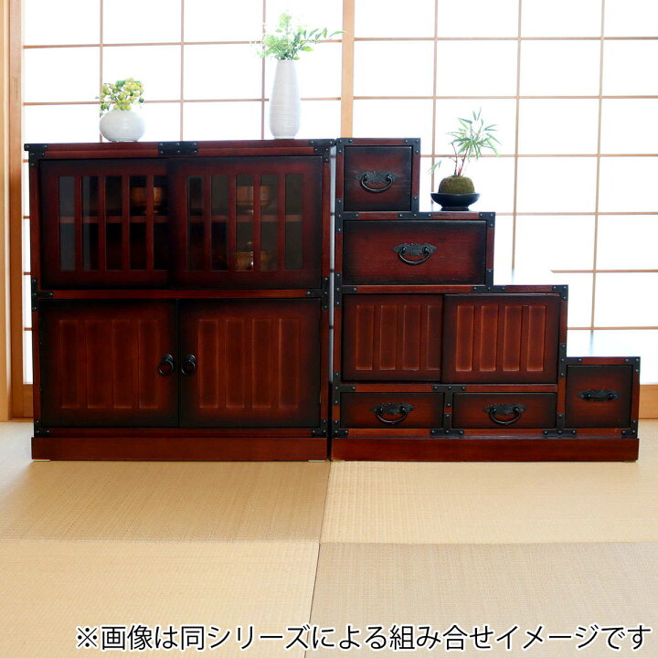 楽天市場】階段箪笥 民芸調 桐製 和タンス 右下がり 幅67cm （ 送料 