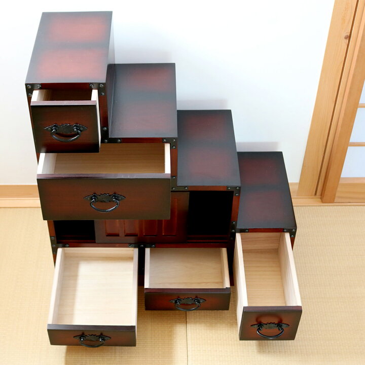楽天市場】階段箪笥 民芸調 桐製 和タンス 右下がり 幅67cm （ 送料 