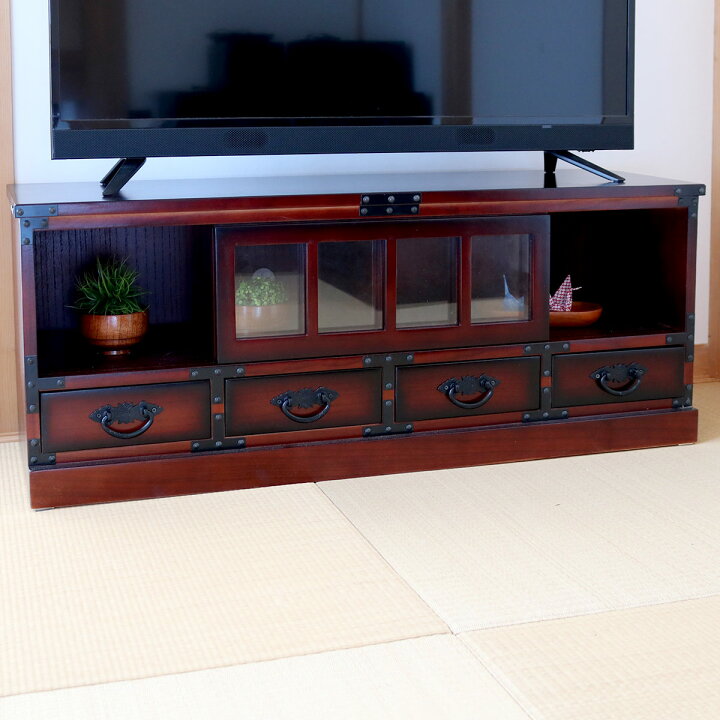 楽天市場】テレビ台 民芸調 桐製 和風ローボード 幅100cm （ 送料無料 