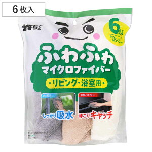 激落ちくん クロス 6枚入り リビング用 浴室用 掃除用品 マイクロファイバー ( レック げきおちくん 雑巾 ダスター 布巾 ふきん 掃除用 吸水 乾拭き ホコリ 家電 窓掃除 拭き上げ 浴室掃除