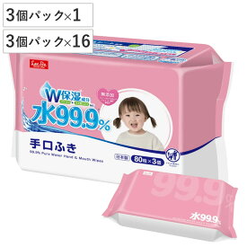 ウェットティッシュ 手口ふき 水99.9％ 80枚入 3個パック×1 3個パック×16 （ ウェットシート 手口拭き 純水 99.9％ 日本製 赤ちゃん ベビー レック LEC おてふき お手拭き パラベンフリー アルコールフリー ノンアルコール 無添加 ）
