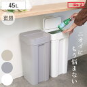 【レビュー特典付き】 ゴミ箱 45L シールズ 密閉 （ ごみ箱 45リットル 幅31.5 ニオイ 防止 分別 プッシュ ふた 角型 キッチン スリム 防臭 ふた付き パッキン 袋 見えない 棚下 カウンター ラック 下 生ゴミ おむつ シンプル ）