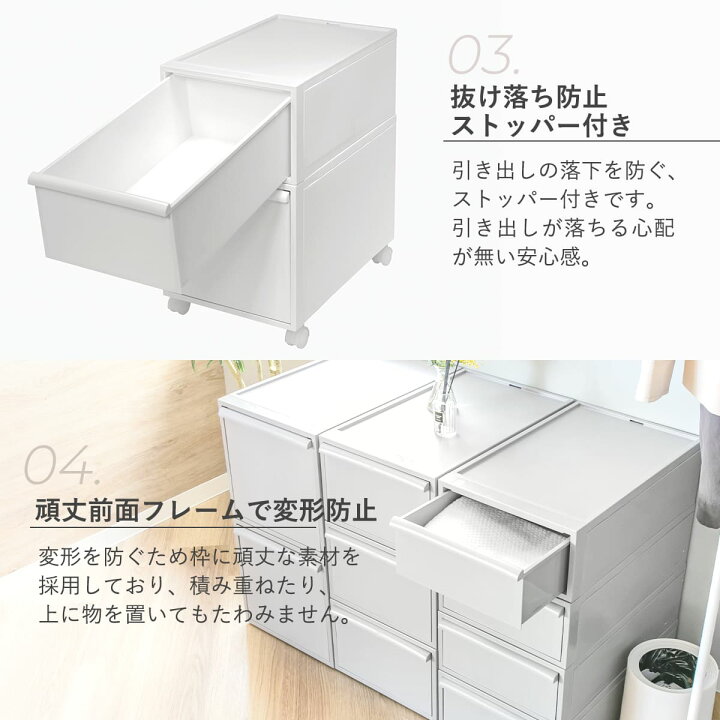 楽天市場】収納ケース 天板付き 同色2個セット 引き出し L 幅32×奥行52 