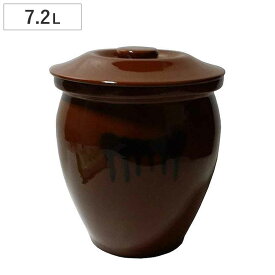 漬物容器 7.2L 丸かめ 4号 蓋付き 陶器 （ 漬物樽 つけもの容器 漬け物容器 漬物 漬け物 つけもの 容器 保存 ぬか漬け 漬けもの 漬物器 かめ 壺 保存容器 7200ml ）