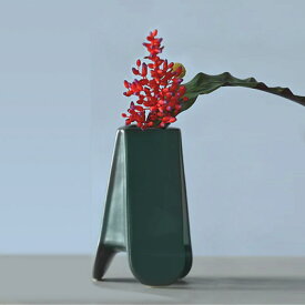 花瓶 ポム ハンターグリーン フラワーベース （ 花ビン 花びん 花器 ベース フラワー 花 飾る 花入れ セラミック アートベース オブジェ インテリア ディスプレイ グリーン ）