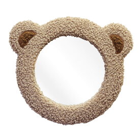 ウォールミラー 子ども用 Puffy Mirror アニマル （ 鏡 壁掛け くま ボア もこもこ キッズ トイトレ アニマル型 TEDDY 子ども部屋 ギフト クマ ふわふわ ）