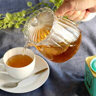 ティーポット 800ml 茶こし付き フリル 耐熱ガラス （ 電子レンジ対応 紅茶ポット ストレーナー 茶こし …