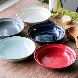 カレー&パスタ皿 21cm HINATA 陶器 ( 食洗機対応 電子レンジ対応 プレート 中皿 パスタ皿 カレー皿 お皿 皿 鉢 中鉢 洋食器 深め 鮮やか おしゃれ 深皿 カレー パスタ 煮物 )