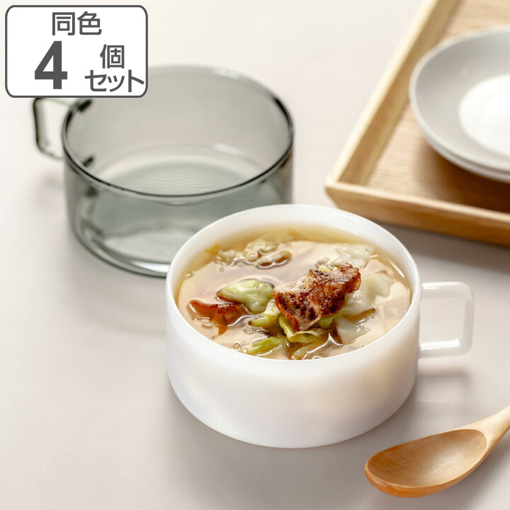 楽天市場】スープカップ 390ml FUFU フフ 耐熱ガラス 同色4個セット 
