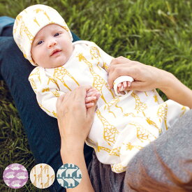 【アウトレット】 スリーパー ガウン＆ハットセット 0～3ヶ月用 綿100％ MILKBARN NEWBORN GOWN HAT （ ギフト ミルクバーン 出産祝い オーガニック ベビー 新生児 帽子 ベビー服 ハット ベビー用品 ギフトセット ）