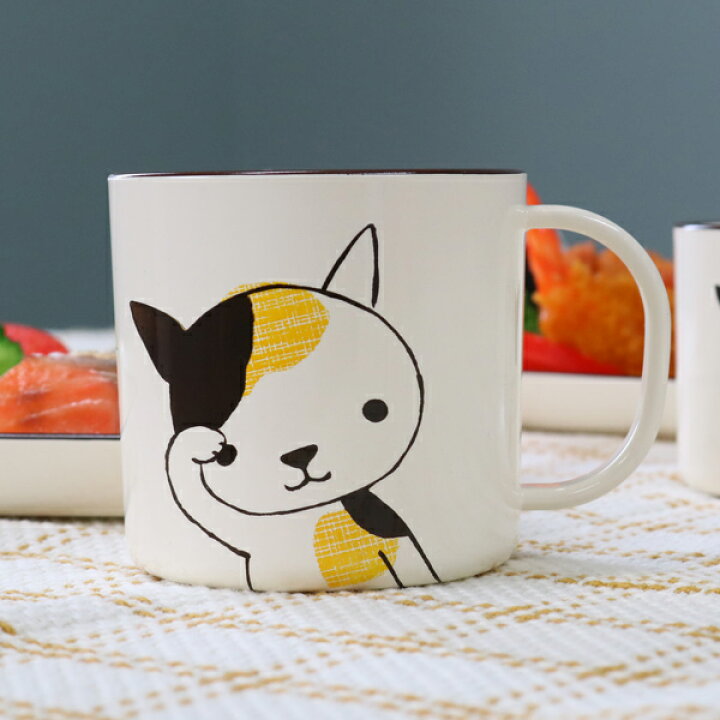 楽天市場 マグカップ 350ml 大 Helloあにまる ねこ カップ コップ 食器 日本製 電子レンジ対応 食洗機対応 うつわ 器 猫 ネコ 猫柄 三毛猫 スープカップ コーヒーカップ リビングート 楽天市場店