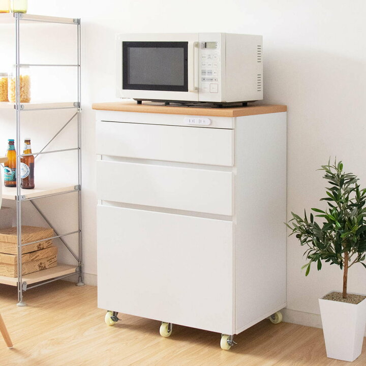 楽天市場】キッチンチェスト 幅60.2cm 3段 カントリー調 タイルトップ 