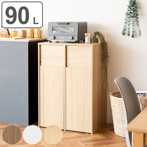 ゴミ箱 木製 45L×2 2分別キャスターボックス ( ごみ箱 45リットル 2連式 家具調 木目 インテリア 袋 見えない 分別 キッチン リビング Helios ヘリオス 大容量 ダストボックス キャスター付 ナチ