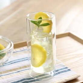 タンブラー 280ml DOWBLE WALL ダブルウォール 耐熱ガラス （ 電子レンジ対応 グラス コップ カップ ビールグラス 二重構造 ホット アイス カクテル ビール ハイボール パフェ お酒 おしゃれ ガラス食器 ）