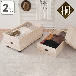 桐 衣装ケース 2段 押入れ収納 衣裳箱 キャスター付 隅金具 高さ54.5cm ( 送料無料 桐衣装ケース 桐衣装箱 収納 ケース 衣装箱 衣類収納 桐製 木製 完成品 桐ケース 収納ケース 収納ボックス