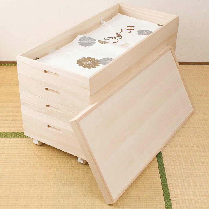 楽天市場】桐 衣装ケース 4段 キャスター付 日本製 高さ55cm （ 完成品 