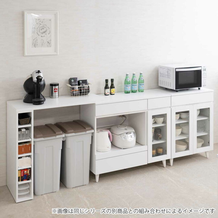 楽天市場】キッチンカウンター 幅60cm ガラス扉 ミニカップボード 