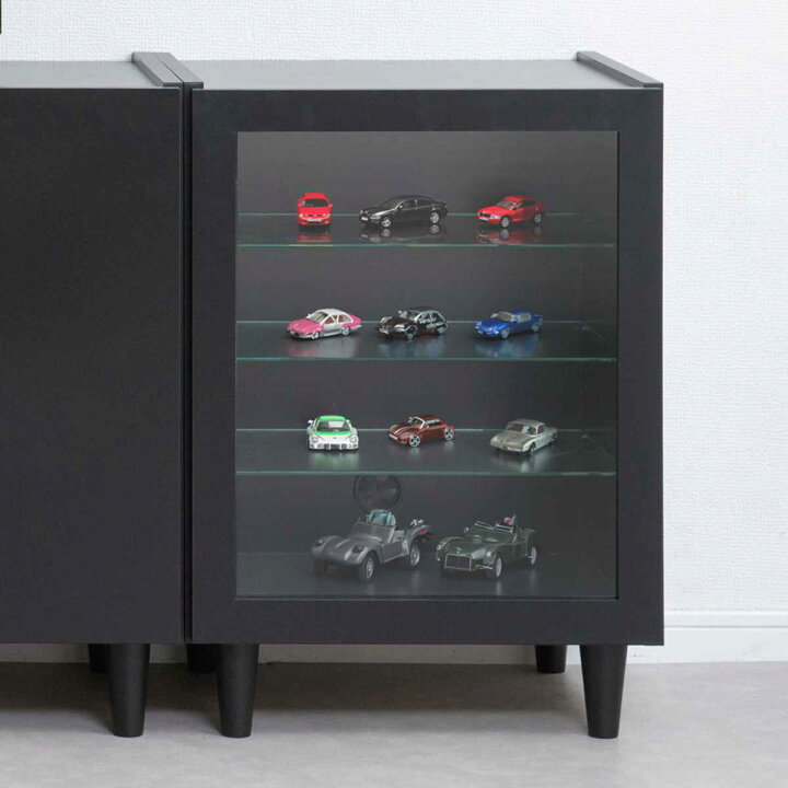 楽天市場】ガラス扉キャビネット 幅49.5cm モノトーン 日本製 完成品 